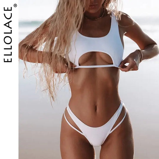 “Ellolace Sharday Hollow Out Micro Bikini”