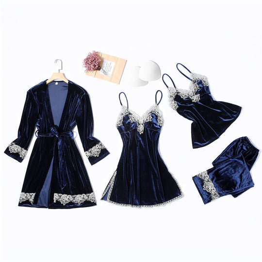 “Velvet and Lace 4 Piece Pajama Set”