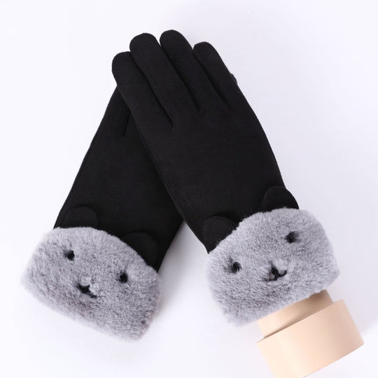 “Lined Faux Suede Gloves”