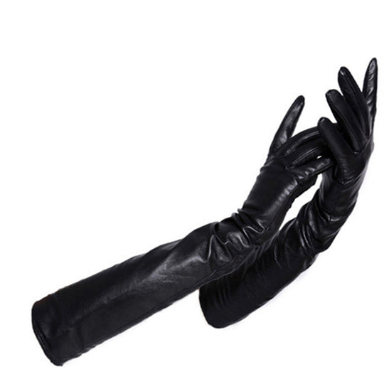 “Faux Leather Elbow Gloves”