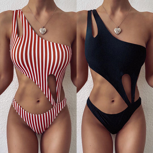 “Jerrica One Shoulder Cutout Swimsuit”