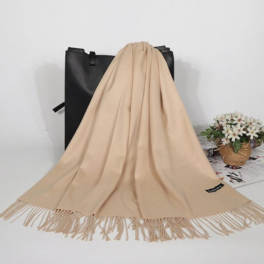 “Fringed Faux Cashmere Scarf”