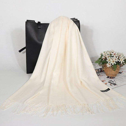 “Fringed Faux Cashmere Scarf”