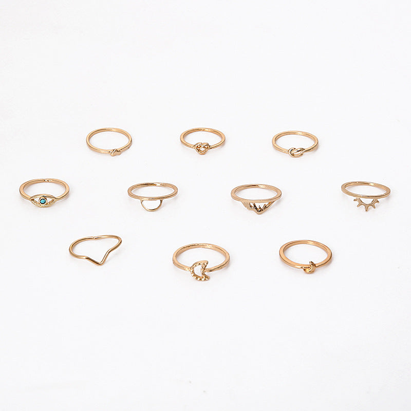 “10 Piece Gold Alloy Fashion Rings”