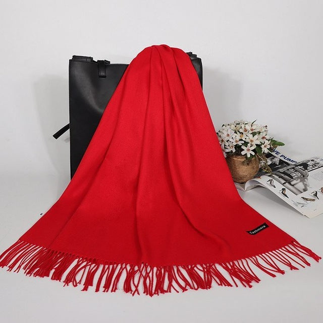 “Fringed Faux Cashmere Scarf”