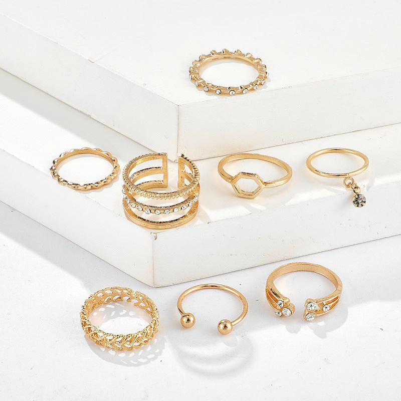 “8 Piece Minimalist Gold Alloy Rings”