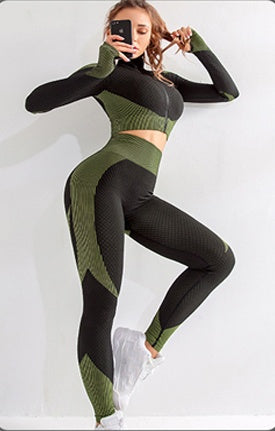 “Reema High Waisted Crop Jacket and Leggings Set”