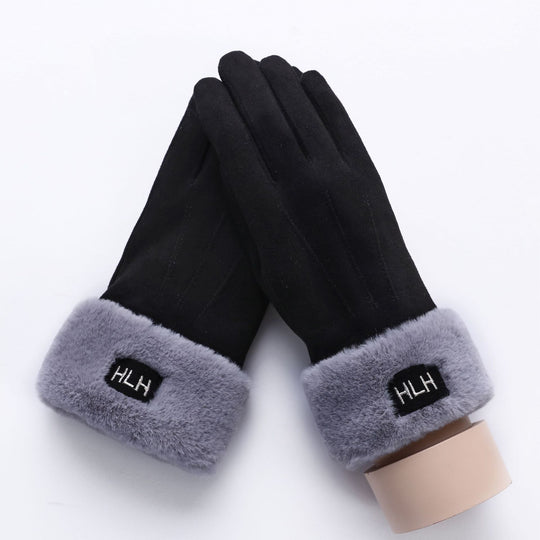 “Lined Faux Suede Gloves”