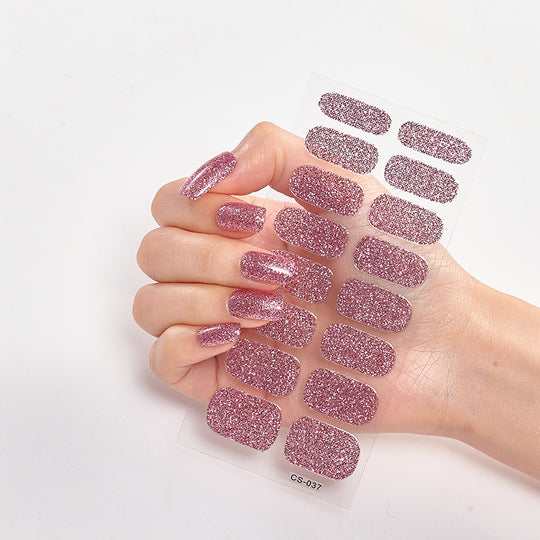 Scallion Powder Nail Stickers Solid Color Sequined Nail Stickers