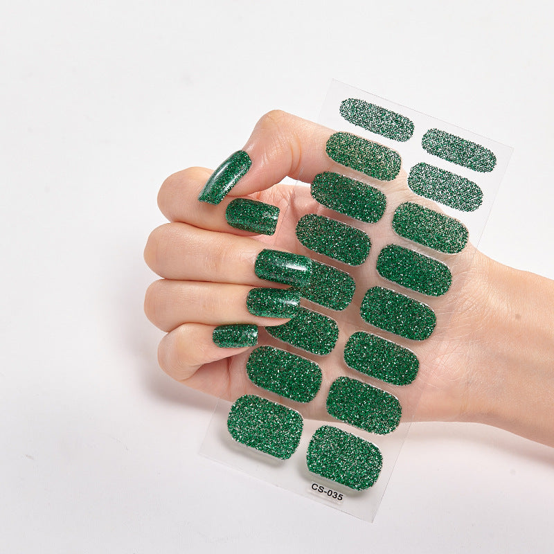 Scallion Powder Nail Stickers Solid Color Sequined Nail Stickers