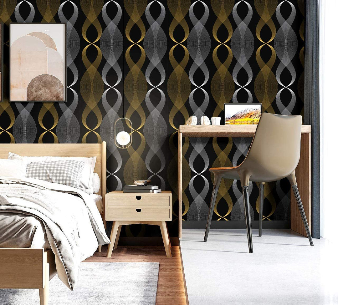 Thicken Wallpaper Black And White Gray Solid Geometric Self-adhesive Wallpaper Self-adhesive Furniture Renovation Stickers