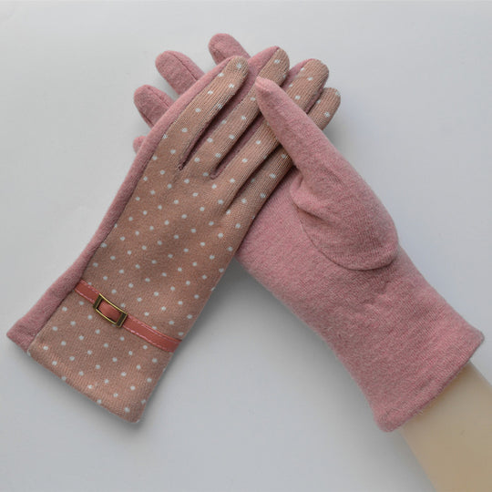 “Dancing Dots Cashmere Gloves”