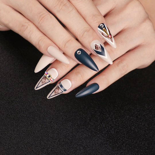 “Tribal Dance Mid Stiletto Tip False Nails”