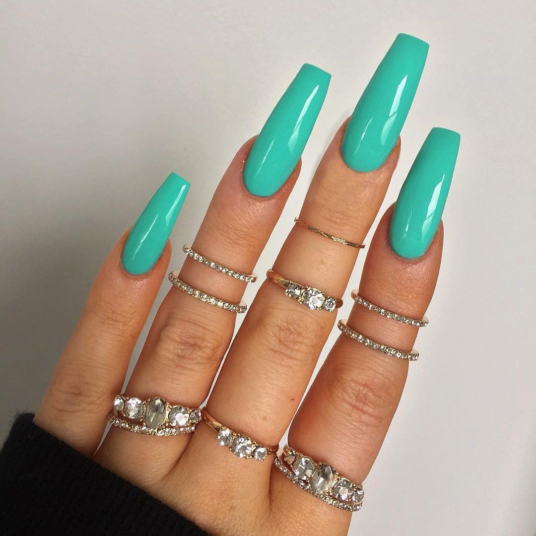 “Summertime Code Long Ballet Tip Fashion Nails”