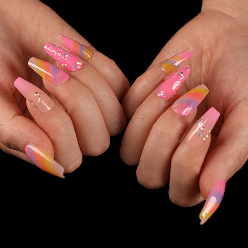 “Summertime Code Long Ballet Tip Fashion Nails”