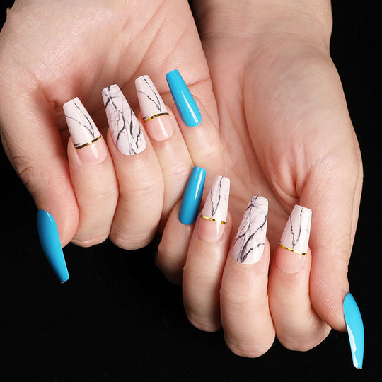 “Summertime Code Long Ballet Tip Fashion Nails”