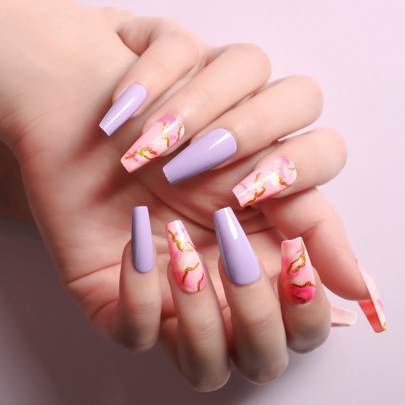 “Summertime Code Long Ballet Tip Fashion Nails”