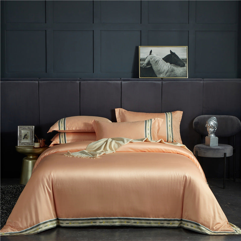 “Luxurious Stripes 4 Piece Satin Bedding Set”