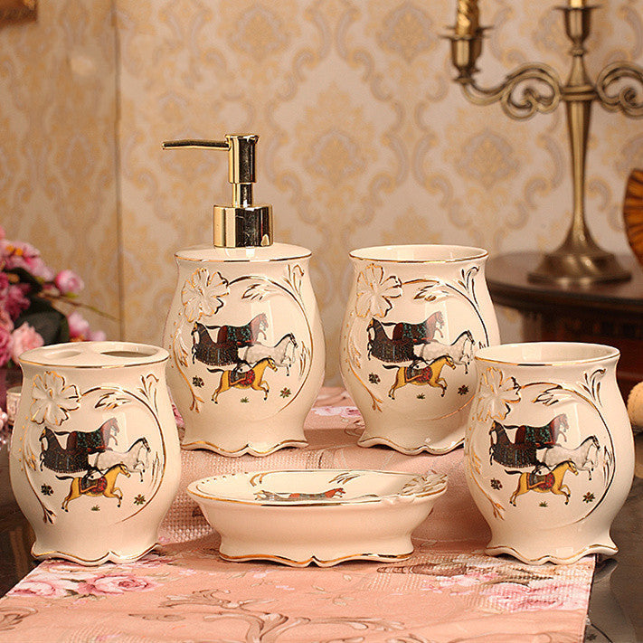 “Classic Ceramic 5 Piece Powder Room Set”