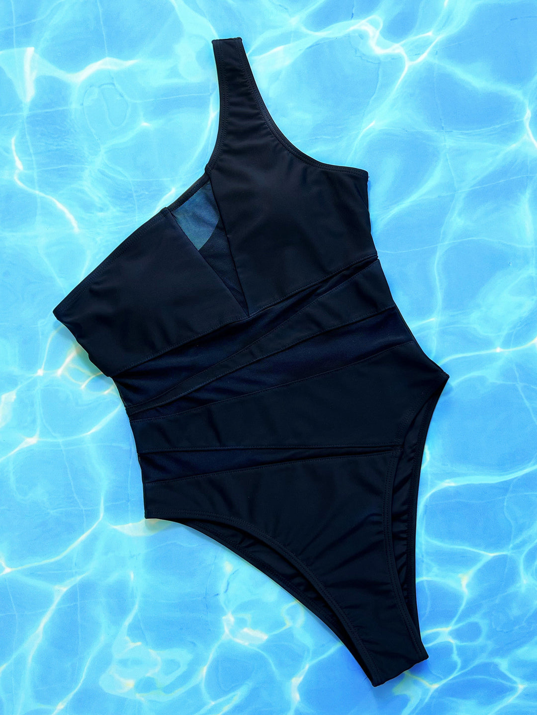 “Tanya Mesh Cutout One Shoulder Swimsuit”