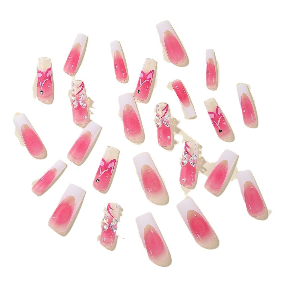 “Hearts and Bows 24 Piece Long Square Fashion Nails”