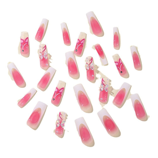 “Hearts and Bows 24 Piece Long Square Fashion Nails”