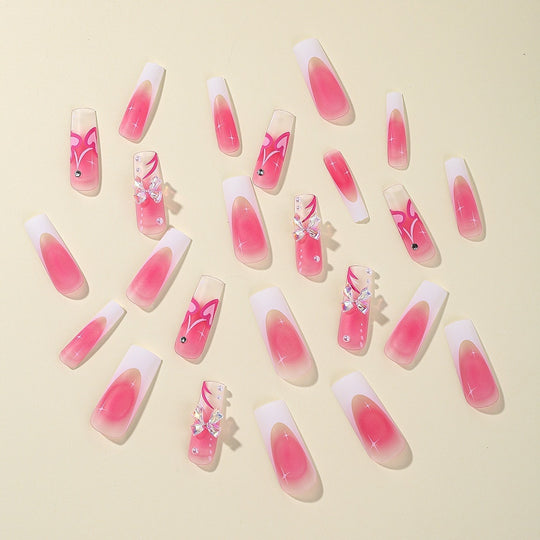 “Hearts and Bows 24 Piece Long Square Fashion Nails”