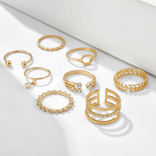 “8 Piece Minimalist Gold Alloy Rings”