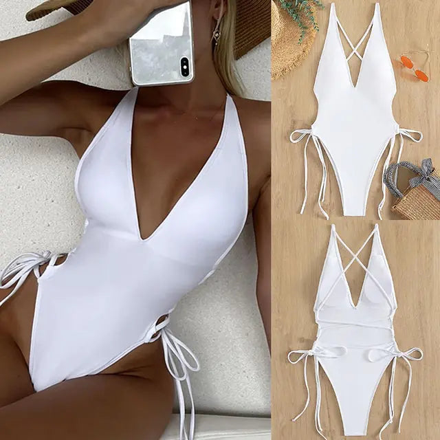 "London Lace-Up Swimsuit"