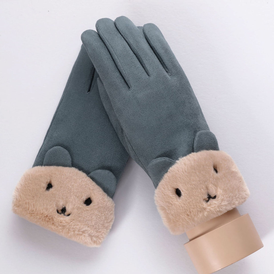 “Lined Faux Suede Gloves”