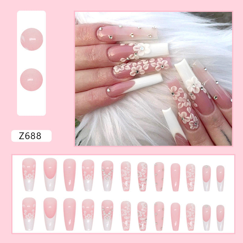 “French Flowers 24 Piece XL Square Fashion Nails”