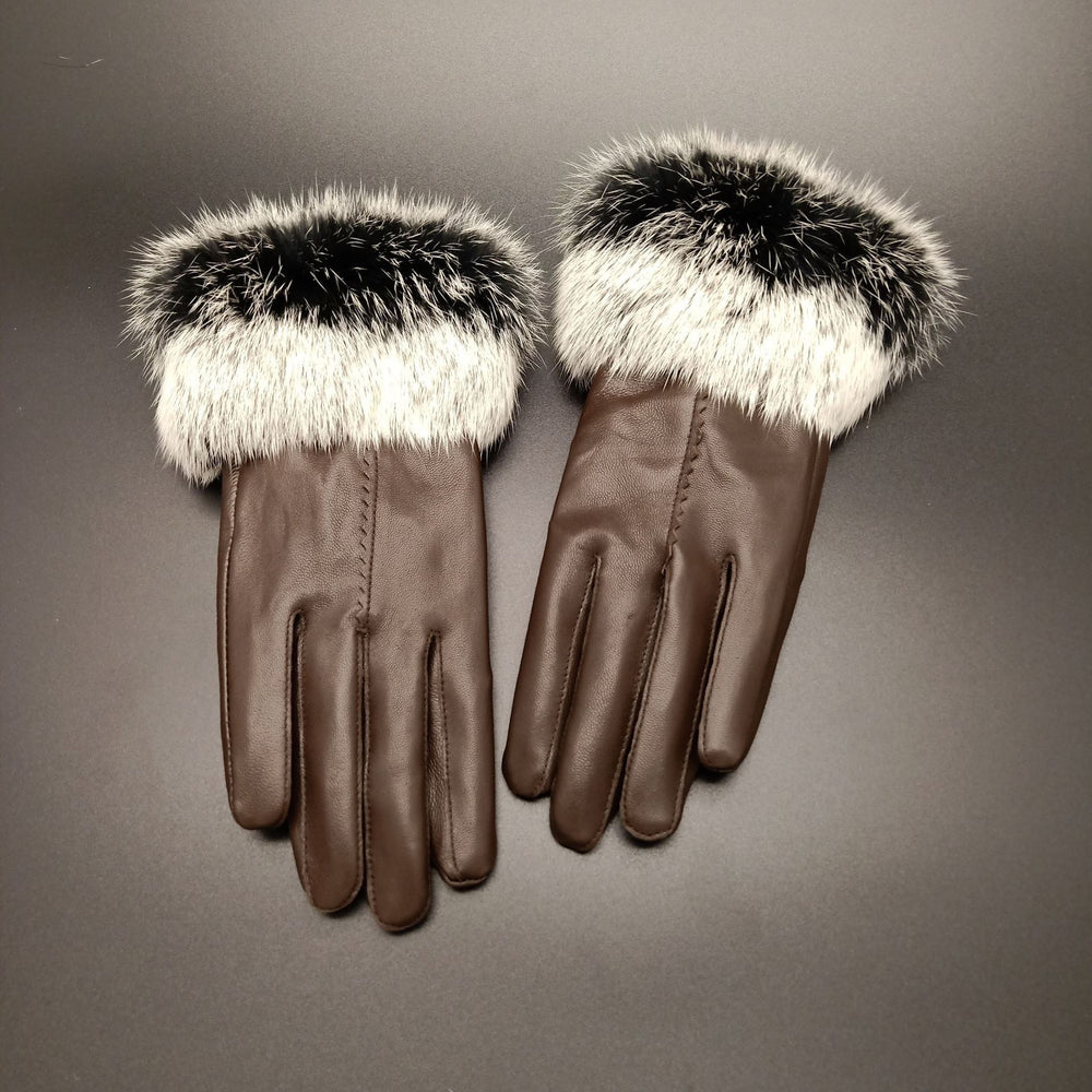 “Faux Rabbit Fur Leather Gloves”