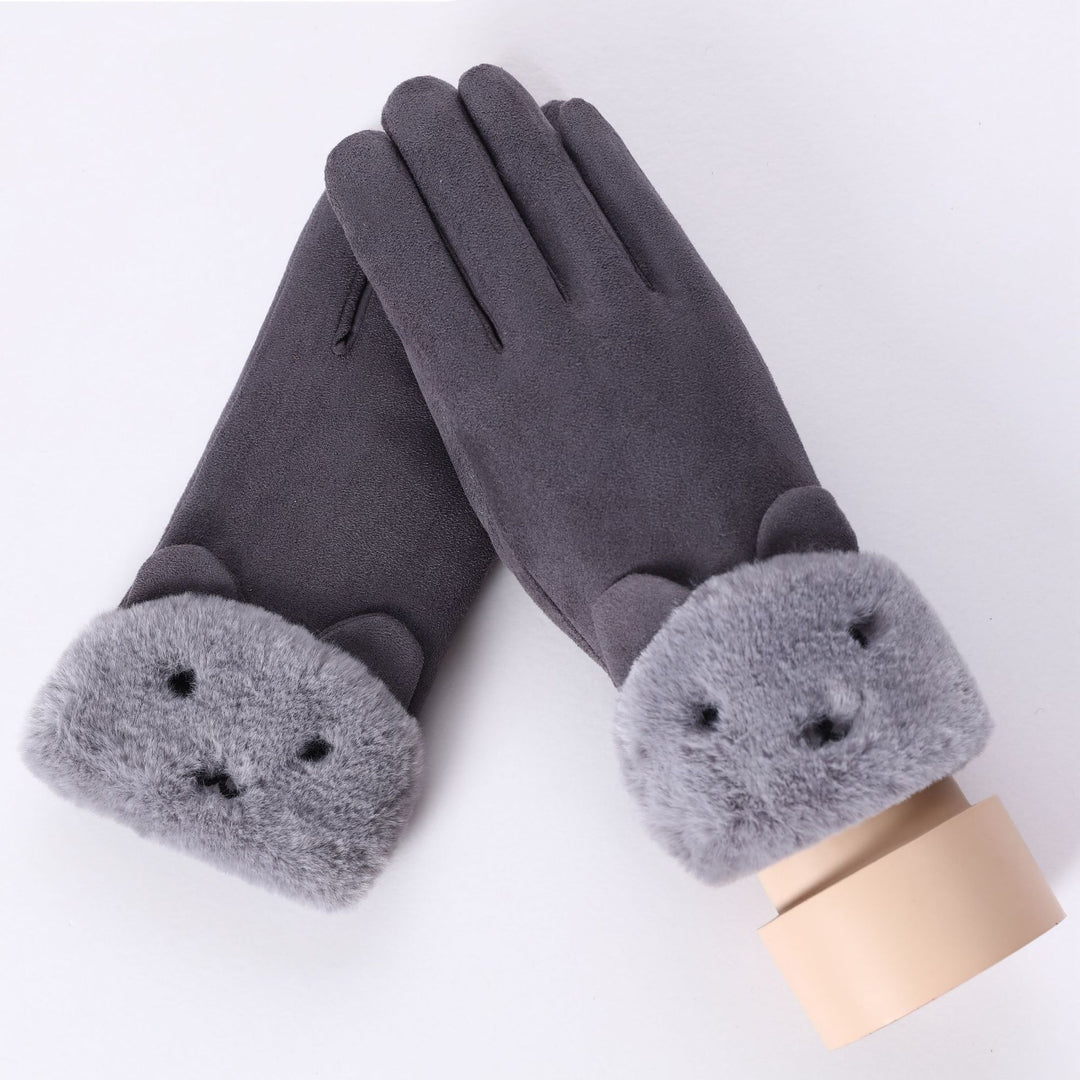 “Lined Faux Suede Gloves”