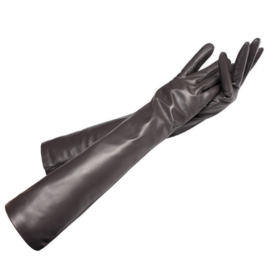 “Faux Leather Elbow Gloves”