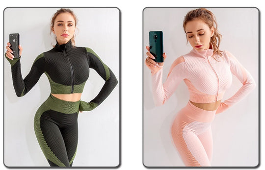 “Reema High Waisted Crop Jacket and Leggings Set”