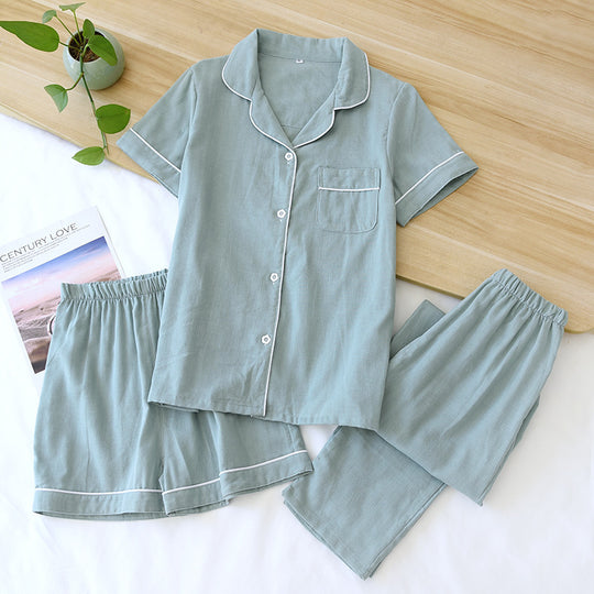 “Gauze Cotton 3 Piece Pajama Shorts Set”