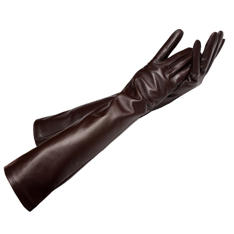 “Faux Leather Elbow Gloves”