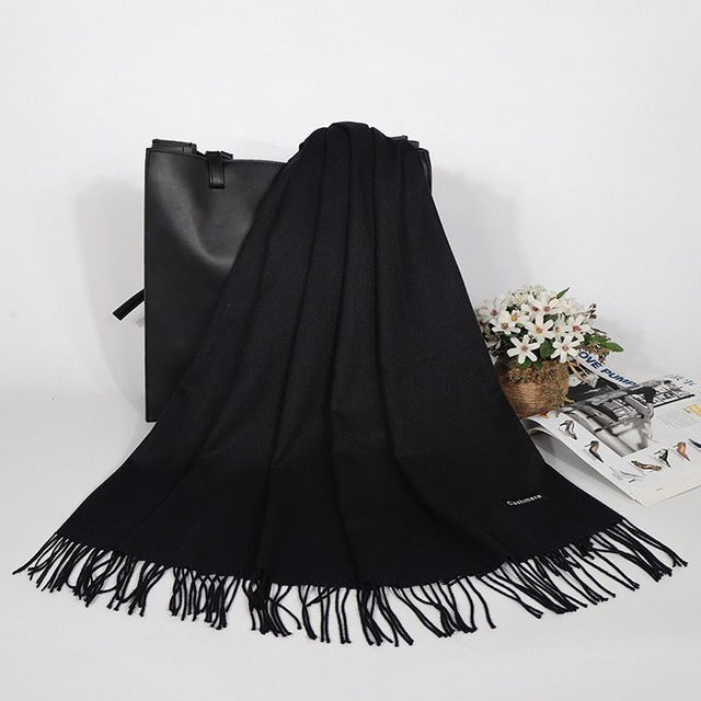 “Fringed Faux Cashmere Scarf”