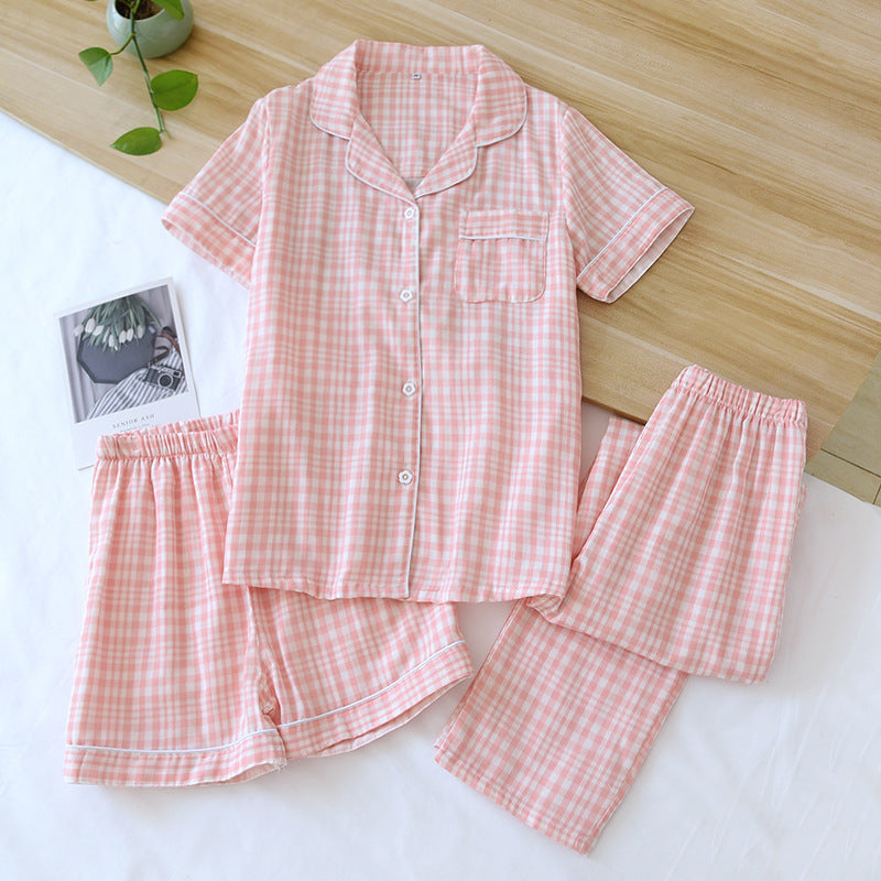 “Gauze Cotton 3 Piece Pajama Shorts Set”