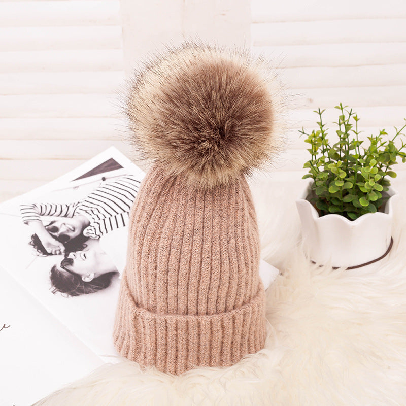 Thickened Warm Dark Buckle Wool Ball Woolen Hat