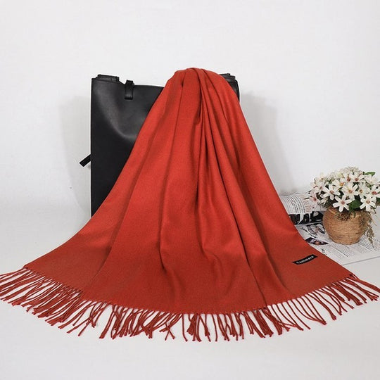 “Fringed Faux Cashmere Scarf”