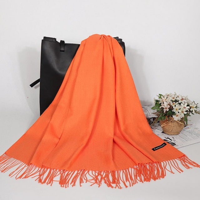 “Fringed Faux Cashmere Scarf”