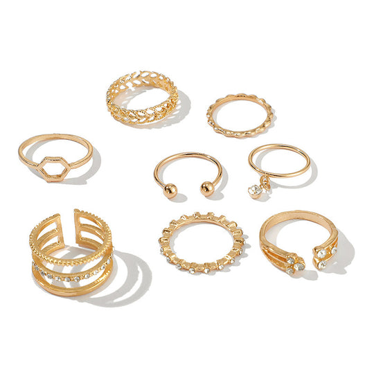 “8 Piece Minimalist Gold Alloy Rings”