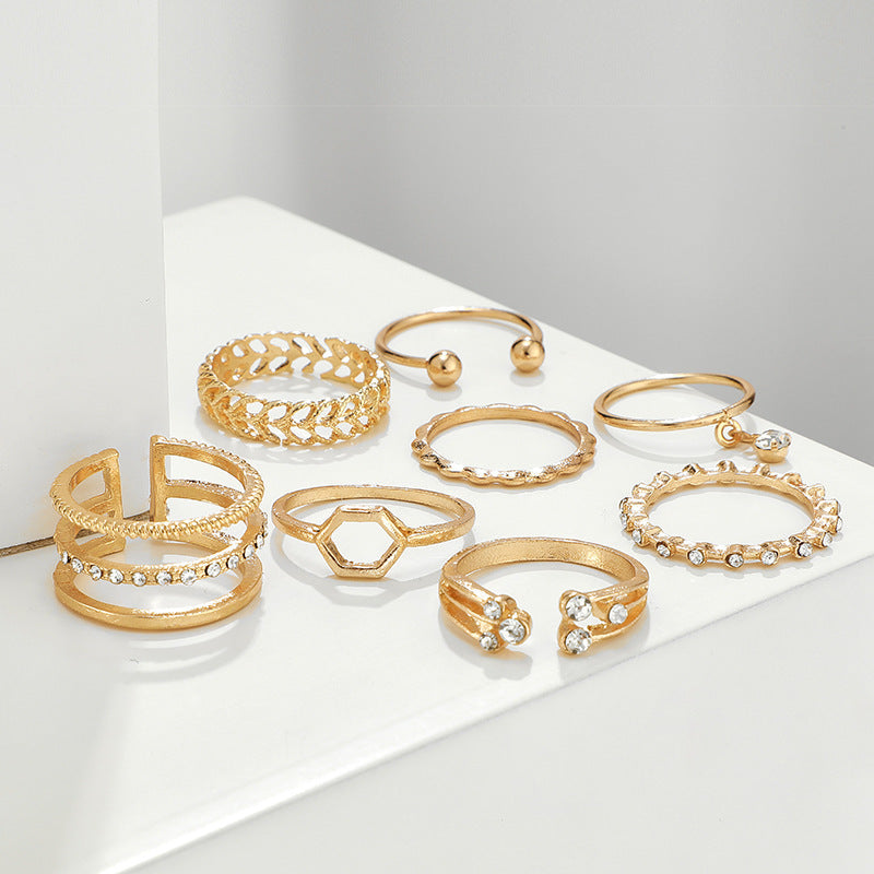 “8 Piece Minimalist Gold Alloy Rings”