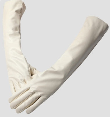 “Faux Leather Elbow Gloves”