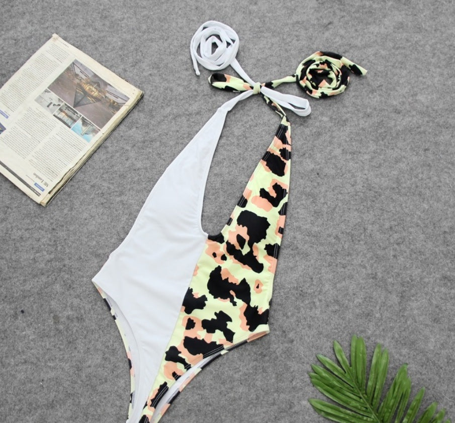 “Nicole Leopard Print Tie Swimsuit”