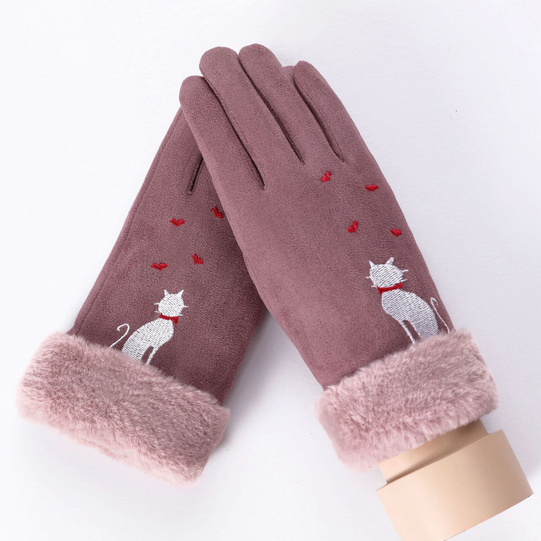 “Lined Faux Suede Gloves”