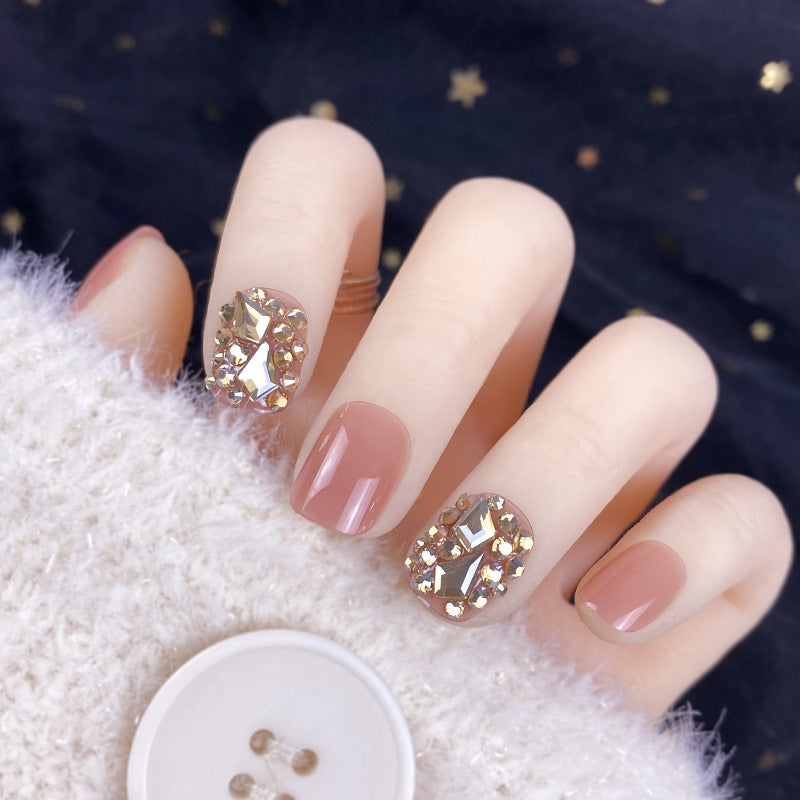 “Gold Lights 24 Piece Square Short Fashion Nail Set”