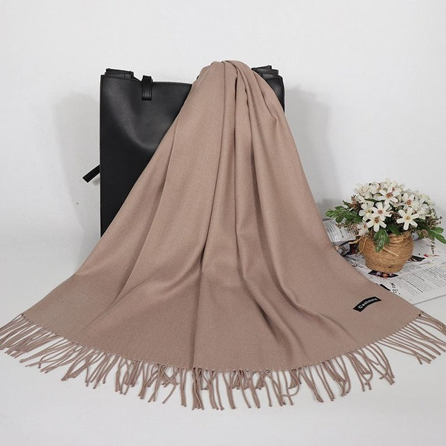 “Fringed Faux Cashmere Scarf”