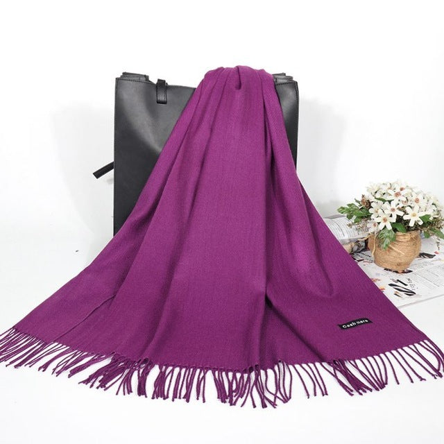 “Fringed Faux Cashmere Scarf”